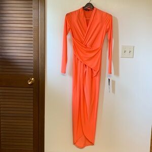 NWT Stunning RACHEL Rachel Roy Long Sleeve Dress Size XS Guava Punch Color